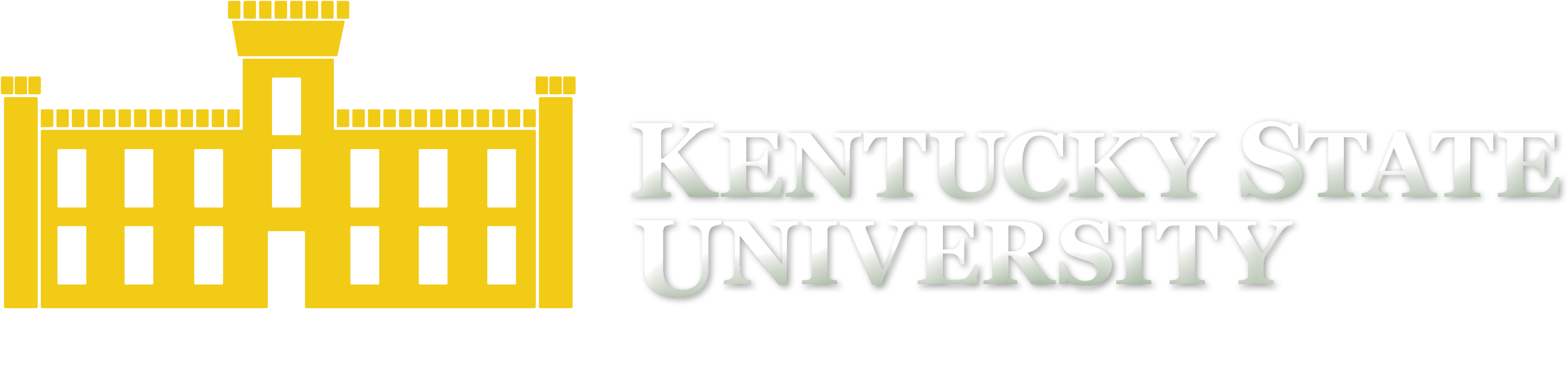 Logo for Kentucky State University featuring a yellow building graphic on the left and the text “Kentucky State University. In All Things Excellence” on the right.